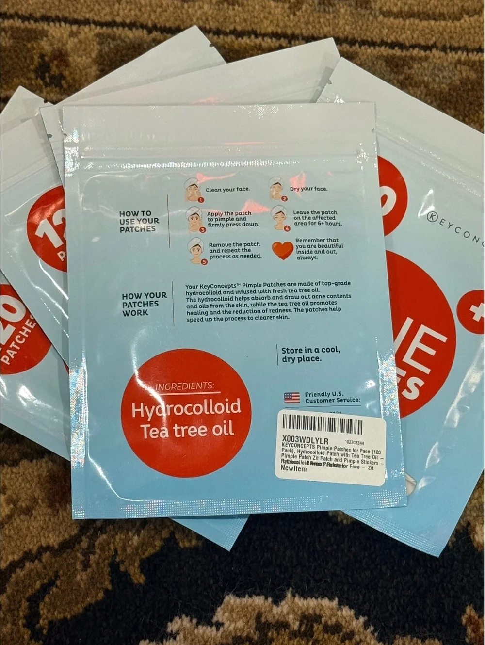5 Pack E.Y. Concepts Acne Patches 120 Count with Hydrocolloid and Tea Tree Oil